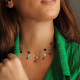 14K Solid Yellow Gold Multiple Hearts Necklace