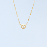 14K Solid Gold Mini Diamond Bezel Necklace