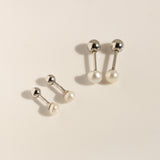 925 Sterling Silver Fresh Water Pearls Screw Back Earrings