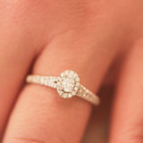 14K Solid White Gold .14 Oval Center Solitaire