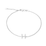 925 Sterling Silver Pave Diamonds Initial Bracelet