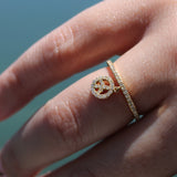 14K Solid Yellow Gold Peace and Love Charm Ring