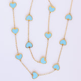 14K Solid Yellow Gold Multiple Hearts Necklace