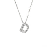 14K Solid White Gold Initial Diamond Necklace