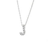 14K Solid White Gold Initial Diamond Necklace