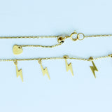 14K Solid Yellow Gold Lightning Bolt Charms Choker