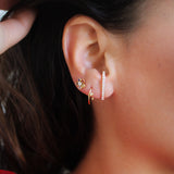 14K Solid Yellow Gold Diamond Horseshoe Single Earring