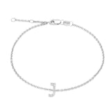 925 Sterling Silver Pave Diamonds Initial Bracelet