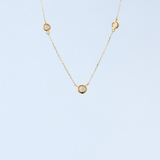 14K Solid Gold Three Bezel Set Diamond Necklace