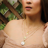 14K Solid Yellow Gold Bars Chain Necklace
