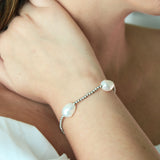 925 Sterling Silver Baroque Fresh Water Pearls Elastic Bracelet