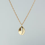 14K Solid Yellow Gold Shell Necklace