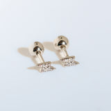 925 Sterling Silver CZ Lightning Bolt Screw Back Earrings