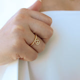 14K Solid Yellow Gold Peace and Love Charm Ring