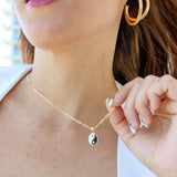14K Solid Yellow Gold White & Black Enamel Yin Yang Pendant