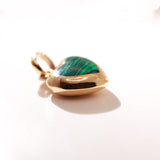 14K Solid Yellow Gold Genuine Stone Heart Pendant