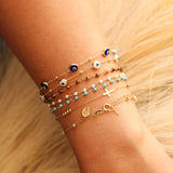 14K Solid Yellow Gold Genuine Stones Bracelet