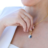 14K Solid Yellow Gold White & Black Enamel Yin Yang Pendant