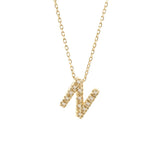14K Solid Yellow Gold Initial Diamond Necklace