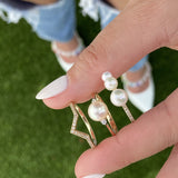 14K Solid Gold Pearl Solitaire with Diamonds