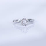 14K Solid White Gold .14 Oval Center Solitaire