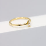14K Solid Yellow Gold Baguette Solitaire CZ Ring