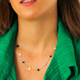 14K Solid Yellow Gold Multiple Hearts Necklace