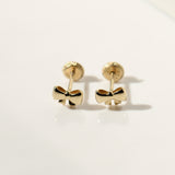 14K Solid Yellow Gold Bow Earrings