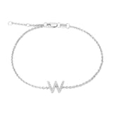 925 Sterling Silver Pave Diamonds Initial Bracelet