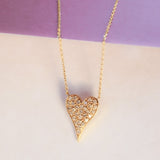 14K Solid Yellow Gold Diamonds Rosalia Necklace