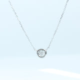 14K Solid Gold Diamond Bezel Necklace