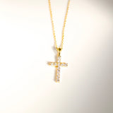 14K Solid Gold Diamond Cross Pendant
