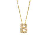 14K Solid Yellow Gold Initial Diamond Necklace