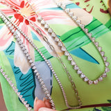 925 Sterling Silver CZ Adjustable Hearts Necklace