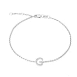 925 Sterling Silver Pave Diamonds Initial Bracelet