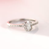 14K Solid White Gold .20 Emerald Center Solitaire