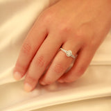 14K Solid White Gold .14 Oval Center Solitaire
