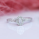 14K Solid White Gold .14 Oval Center Solitaire