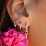 925 Sterling Silver Diamond Huggie Hoops