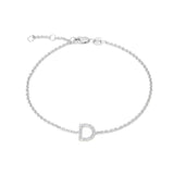 925 Sterling Silver Pave Diamonds Initial Bracelet