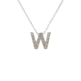 14K Solid White Gold Initial Diamond Necklace