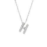 14K Solid White Gold Initial Diamond Necklace