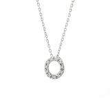 14K Solid White Gold Initial Diamond Necklace