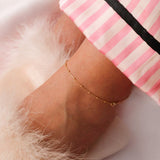 14K Solid Yellow Gold Anklet with Beads