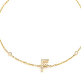 14K Solid Yellow Gold Diamond Initial Bracelet with Bezel Settings