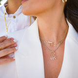 14K Solid Gold Diamond Custom Initials Necklace