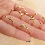 14K Solid Yellow Gold Balls Cuff Ring