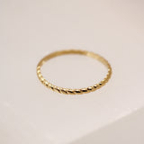 14K Solid Yellow Gold Rope Stackable Ring