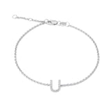 925 Sterling Silver Pave Diamonds Initial Bracelet