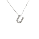 14K Solid White Gold Initial Diamond Necklace